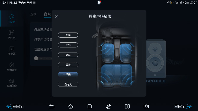 比亚迪DiLink媲美丹拿消费级25万元级别的音响系统