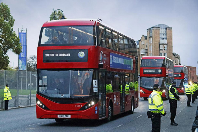 BYD ADL Enviro400EV纯电动双层巴士作为COP26世界领导人峰会期间官方接驳用车