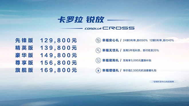 卡罗拉 锐放 车型价格表