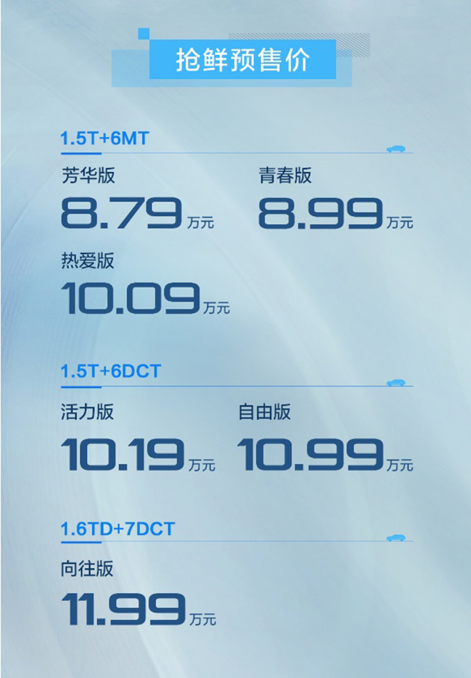 新捷途X70S预售价8.79万元起