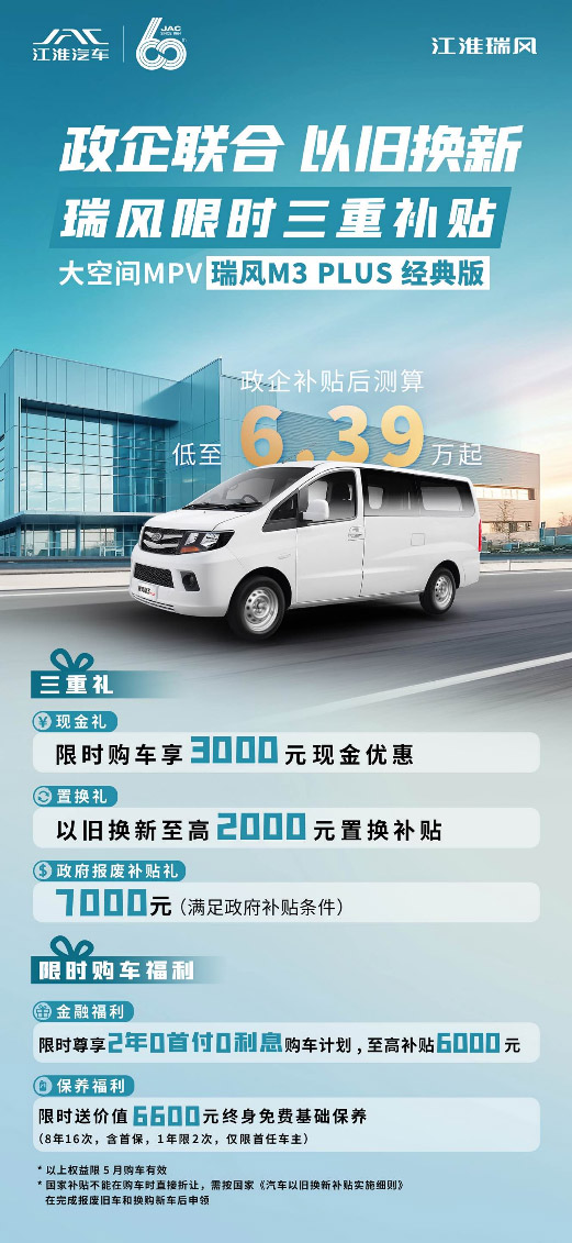 瑞风M3、M4加码“以旧换新”政策 助推创业者事业蓬勃发展