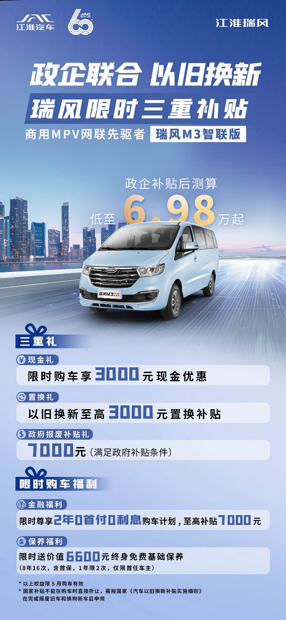 瑞风M3、M4加码“以旧换新”政策 助推创业者事业蓬勃发展