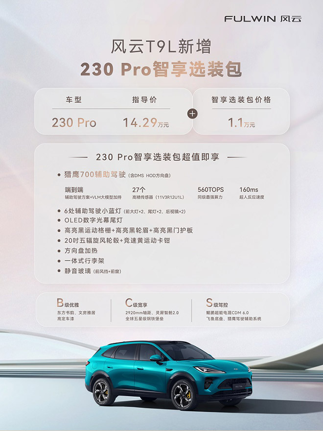 15万智能混动SUV 风云T9L版本选购